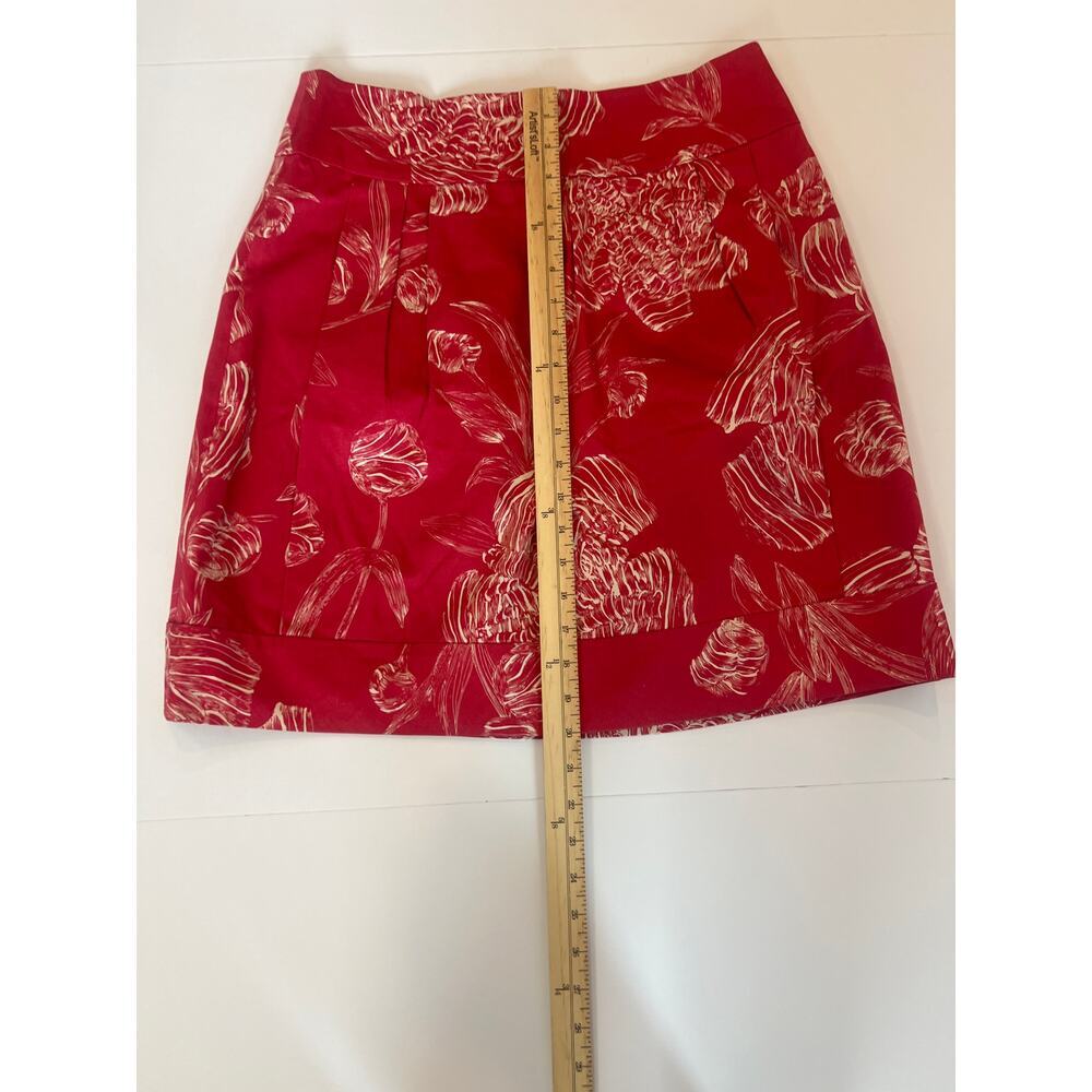 ANTHROPOLOGIE LEIFSDOTTIR FLORAL PLEATED SKIRT RED AND WHITE SIZE 8 - Picture 13 of 13